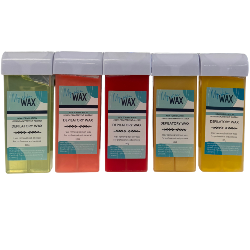 BeautéSync® Roll-On Wax Cartridge front view, 100ml depilatory wax with no-spill roll-on applicator head